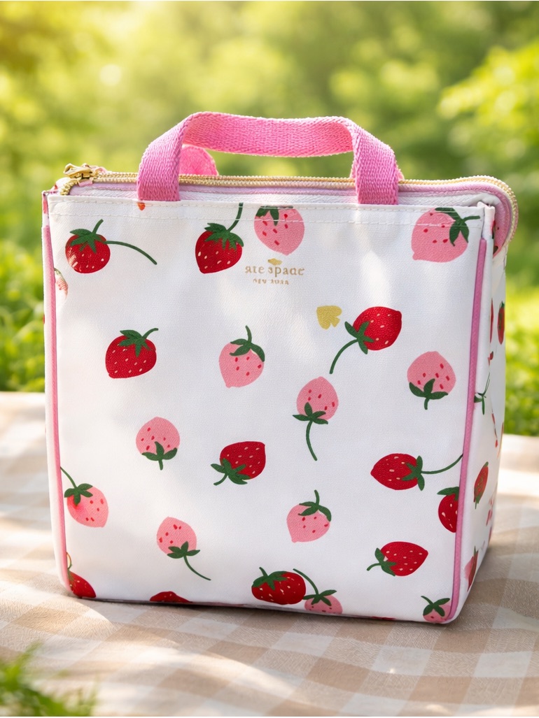 Kate Spade Strawberry Print Lunch Tote - Pink & Red Nwt